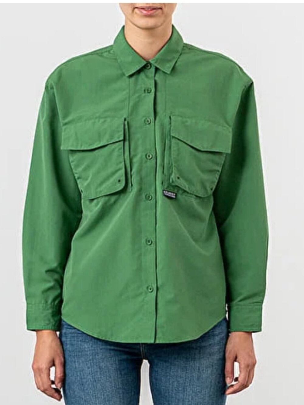 Stussy Range Outdoor Long Sleeve Shirt Green Women's Size XS